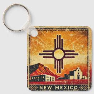 Distressed Grunge New Mexico  Keychain