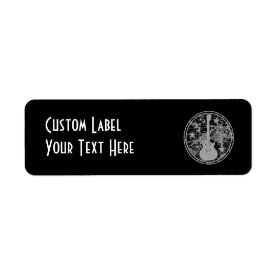 Distressed Guitar Stars Cameo Silhouette Dark BW Return Address Label