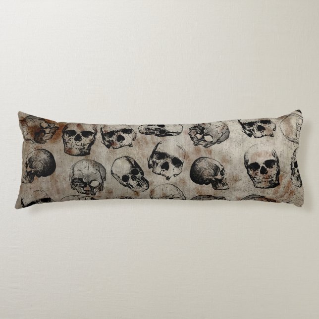 Distressed Halloween Vintage Skulls  Body Pillow (Front)