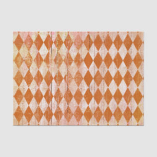Distressed Harlequin Burnt Orange Diamond Tissue Paper