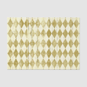 Distressed Harlequin Gold and Cream Diamond Tissue Paper