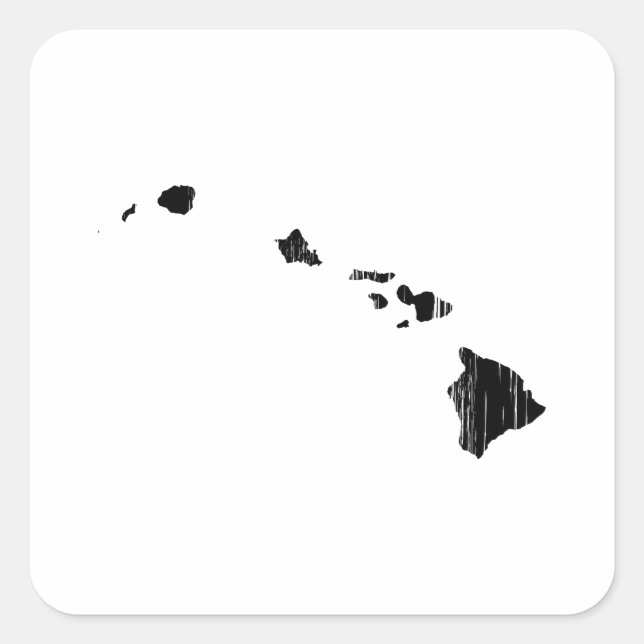 Distressed Hawaii State Outline Square Sticker (Front)