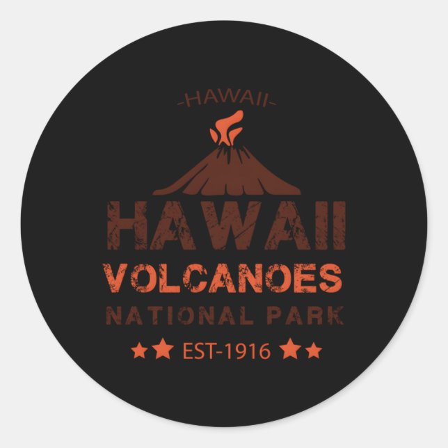 Distressed Hawaii Volcanoes National Park Classic Round Sticker (Front)