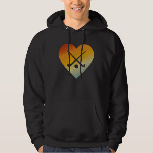 Distressed Heart Retro Style Men Women Hockey Play Hoodie