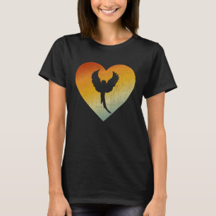 Distressed Heart Retro Style Men Women Parrot T-Shirt