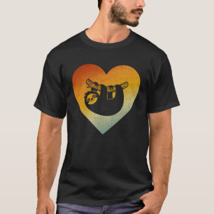 Distressed Heart Retro Style Men Women Sloth T-Shirt