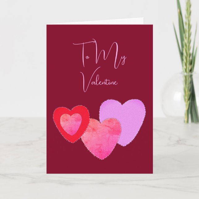 Distressed Hearts Be My Valentine Folded Card (Front)