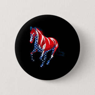 Distressed Horse Usa American Flag Vintage Horseba 2 Inch Round Button