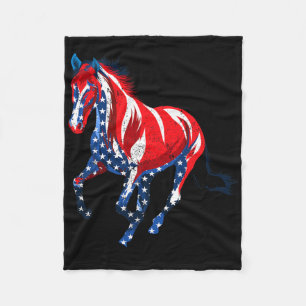 Distressed Horse Usa American Flag Vintage Horseba Fleece Blanket