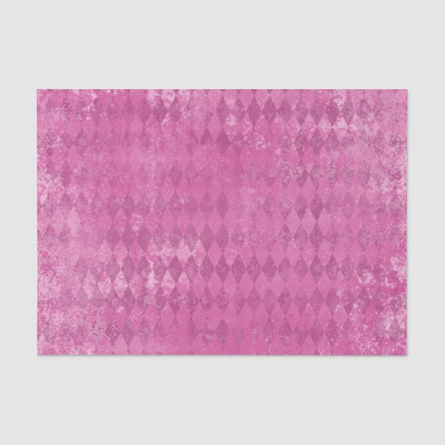 Distressed Hot Pink Harlequin Diamond Tissue Paper (Front)