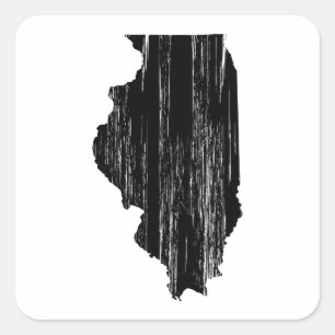 Distressed Illinois State Outline Square Sticker