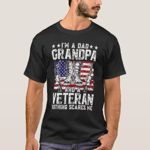 Distressed I'm A Dad Grandpa Veteran Father's Day  T-Shirt