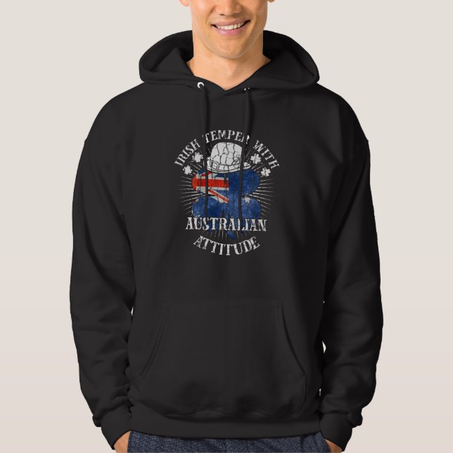 Distressed Irish Australian Attitude Patriotic Sha Hoodie (Front)