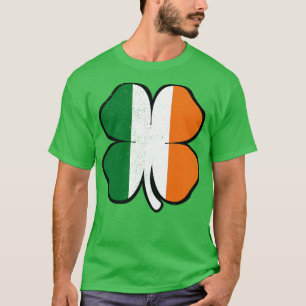 Distressed Irish Ireland Colours Four Leaf Clover T-Shirt