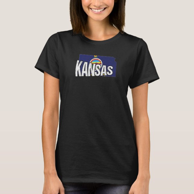 Distressed Kansas   T-Shirt (Front)