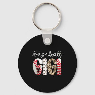 Distressed leopard game day baseball gigi funny keychain