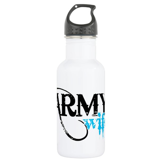 Distressed Lettering Army Wife 532 Ml Water Bottle (Front)