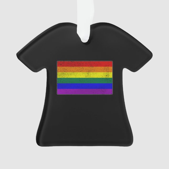 Distressed LGBTQ Pride Flag Ornament (Front)