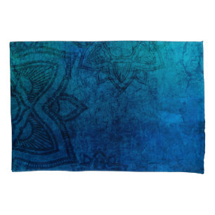 Distressed Light Blue Mandala Pattern Pillowcase
