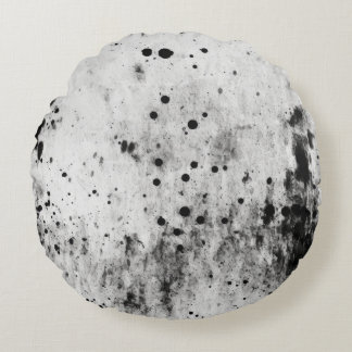 Distressed Light Grey & Black Texture Round Pillow