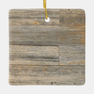 Distressed light Rustic Wood grain planks  Ceramic Ornament