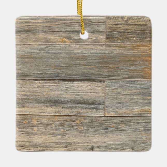Distressed light Rustic Wood grain planks  Ceramic Ornament (Front)