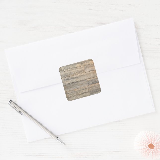Distressed light Rustic Wood grain planks  Square Sticker (Envelope)