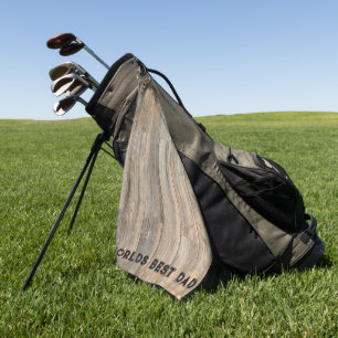 Distressed light Rustic Wood grain, world best Dad Golf Towel