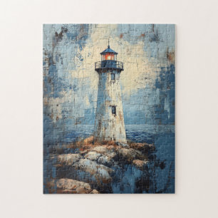 Distressed Lighthouse Painting Jigsaw Puzzle
