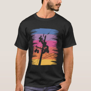 Distressed Line Power Pole Cable Line T-Shirt