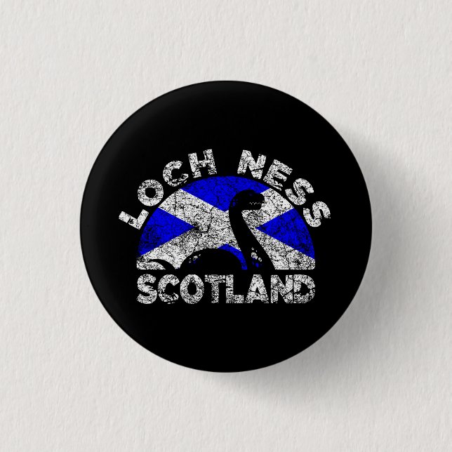 Distressed Loch Ness Monster Scotland Flag 1 Inch Round Button (Front)