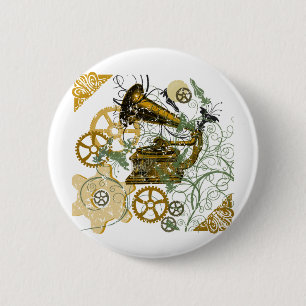 Distressed Look Steampunk Design 2 Inch Round Button