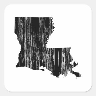 Distressed louisiana State Outline Square Sticker