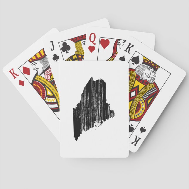 Distressed Maine State Outline Playing Cards (Back)