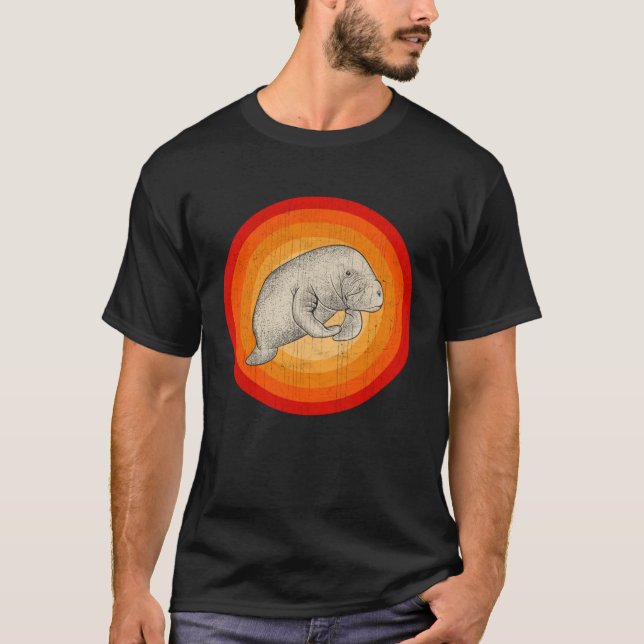 Distressed Manatee  Retro Style T-Shirt (Front)