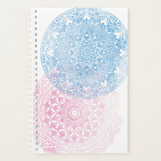 Distressed Mandala Half Size Planner Blue/Pink (Front)