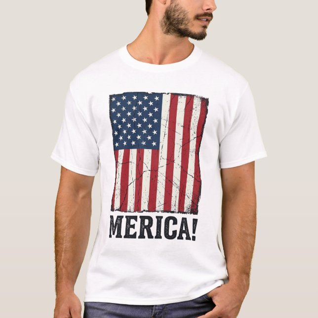 Distressed Merica Flag Patriotic Vector Shirt Desi (Front)