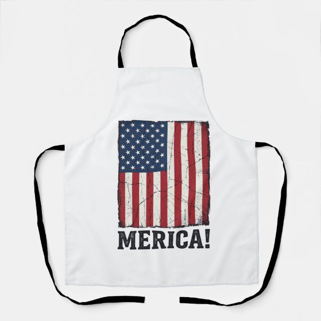 Distressed Merica Flag Patriotic Vector Shirt Desi Apron (Front)