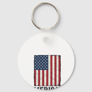 Distressed Merica Flag Patriotic Vector Shirt Desi Keychain