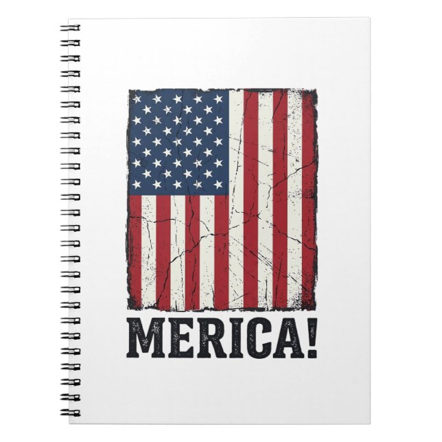 Distressed Merica Flag Patriotic Vector Shirt Desi Notebook (Front)