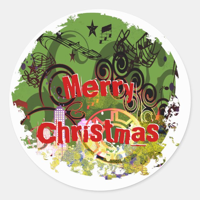 Distressed Merry Christmas Stickers - Customized (Front)