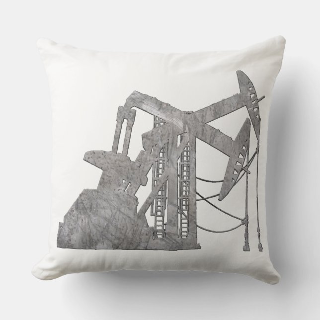Distressed Metal Oilfield Design Outdoor Pillow (Front)