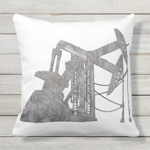 Distressed Metal Oilfield Design Outdoor Pillow