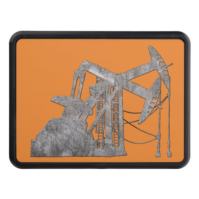 Distressed Metal Oilfield Design Trailer Hitch Cover (Front)