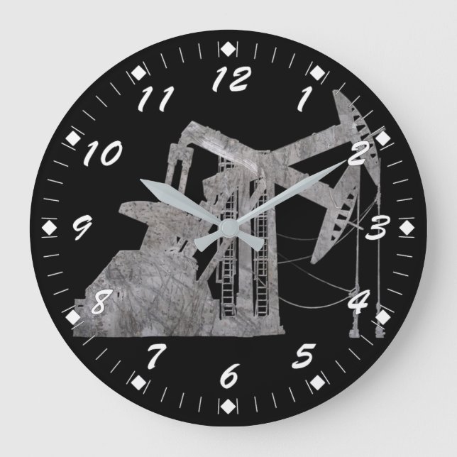 Distressed Metal Oilfield Design with Numbers Large Clock (Front)