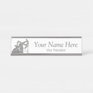 Distressed Metal Oilfield Personalized Design Desk Name Plate