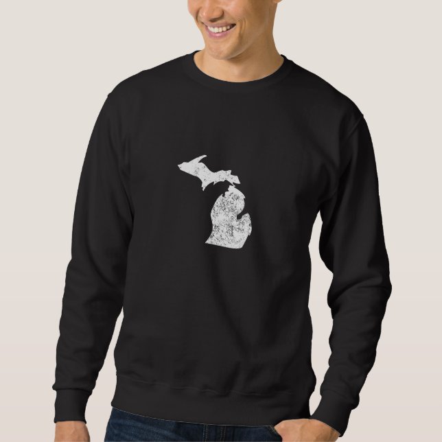 Distressed Michigan Silhouette Sweatshirt (Front)