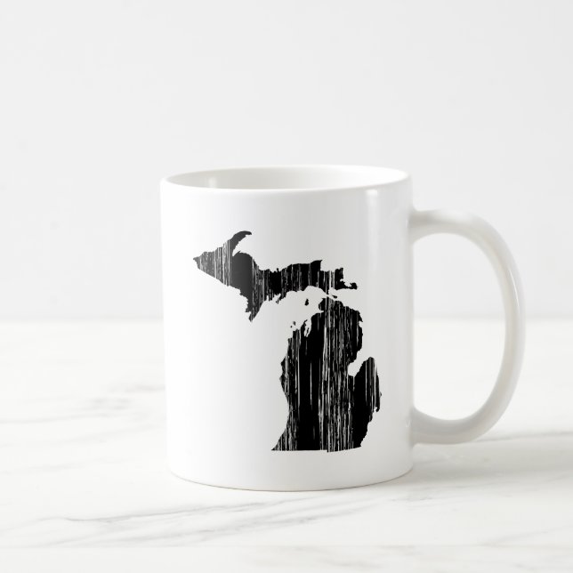 Distressed Michigan State Outline Coffee Mug (Right)
