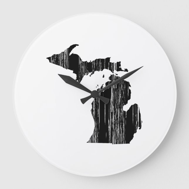 Distressed Michigan State Outline Large Clock (Front)