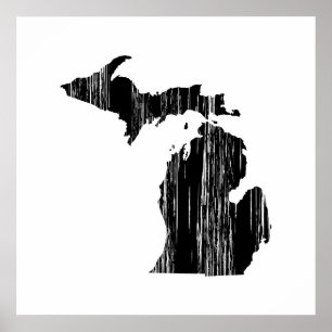 Distressed Michigan State Outline Poster